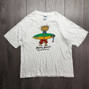 Vintage Earth Nymph Manly Beach Sydney Australia Surfer Large Shirt White 90s